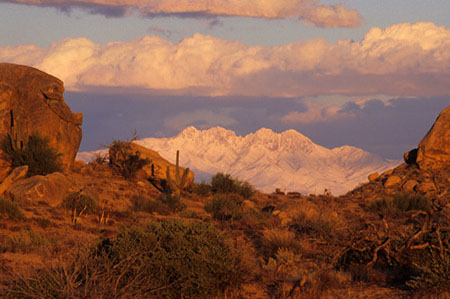 Photo of Four Peaks with snow